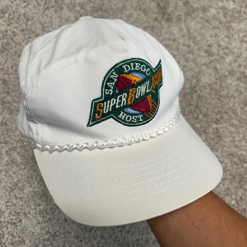 Vintage Super Bowl XXII 1988‎ San Diego Hat Strapback Rope White Patch